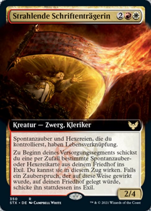 Strahlende Schriftenträgerin