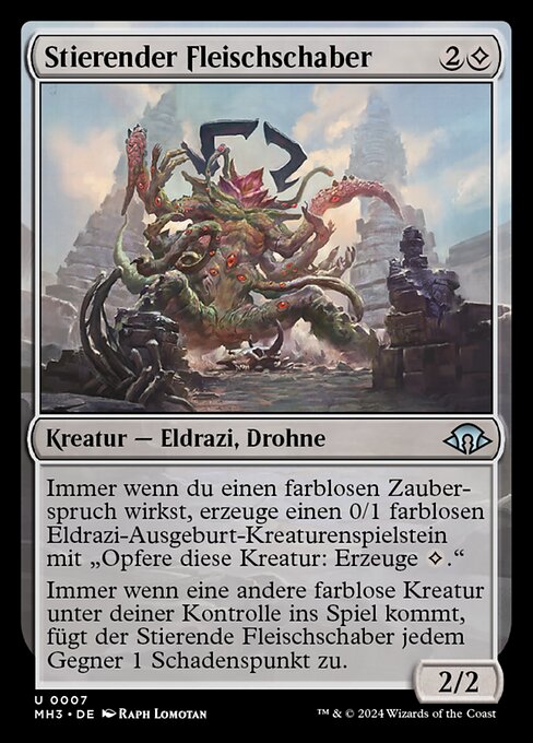 Stierender Fleischschaber